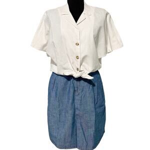 Banana‎ Republic Skirt Size 10 Relaxed Blue Chambray Shirttail Pencil Mini Skirt